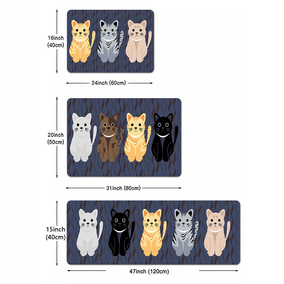 

Soft Washable Non-Slip Cute Cats Print Foot Mats, Long Bedside Area Rug, Hallway Carpet, Bathroom Entrance Doormat, Kitchen Mat 40x60cm белый