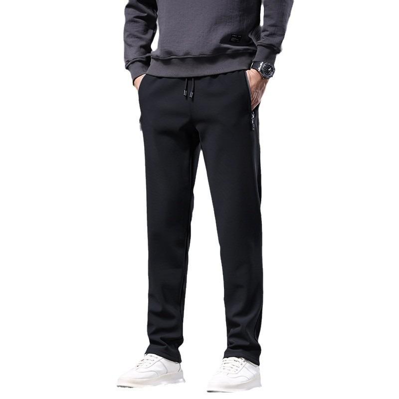 Men's Fleece Pants Casual Men's Sweatpants Loose Straight Sports Pants Autumn and Winter Warm Trousers Solid Color Versatile