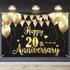 Bannière de fond Joyeux 20e Anniversaire 6x4 pieds - Décoration 20e Anniversaire de Mariage...