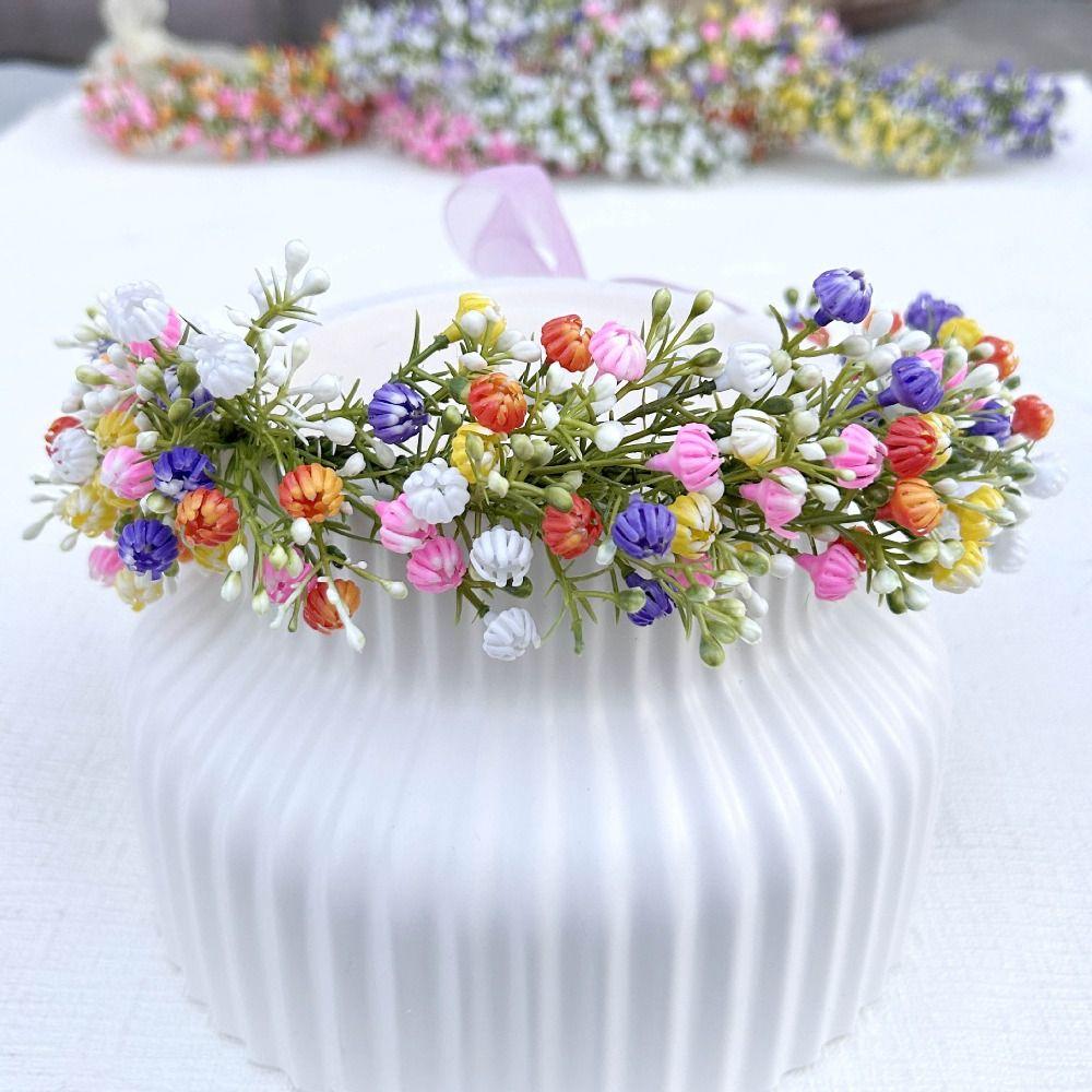 Boho Style Floral Headband Simulated Flower Wedding Headpiece Bridal Wreaths  Seaside Vacation