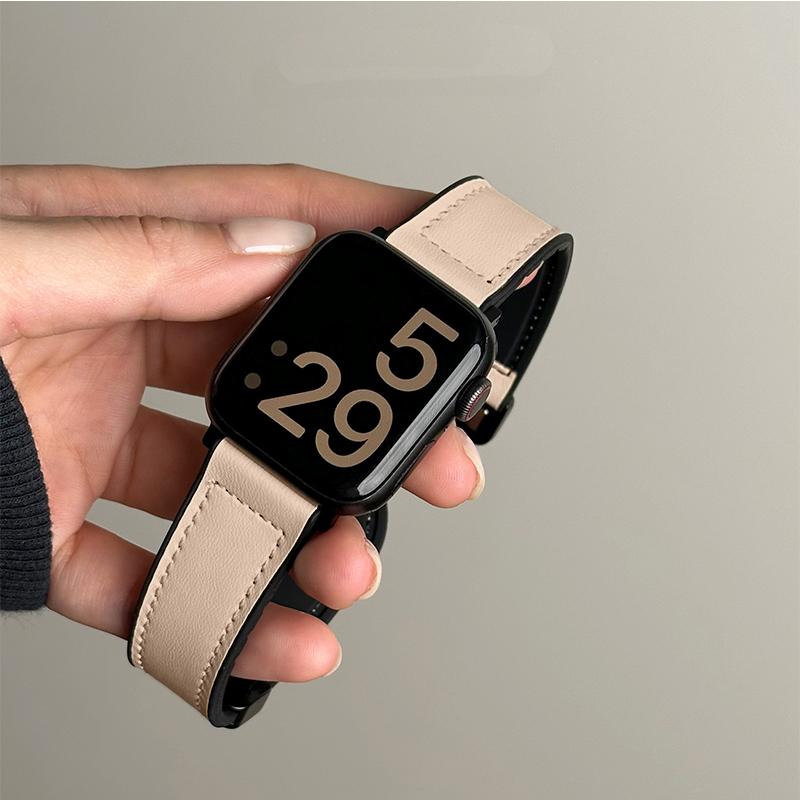 Leather+Silicone Strap For Apple Watch Band Ultra 49mm 44mm 45mm 41mm 46mm 40mm 42mm Magnetic Bracelet iwatch Series 2028