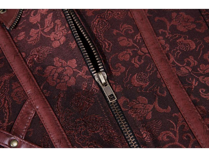 Victorian Black Brown Leather Corset with Halter Belt