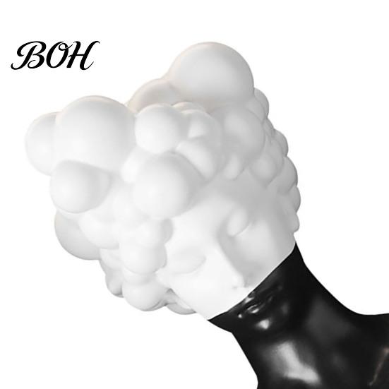 Versatile Model Room Display Modern Abstract Bust Statue, Man Portrait Sculpture, Minimalist Black And Stylish Vinyl Art Pieces White Ornament
