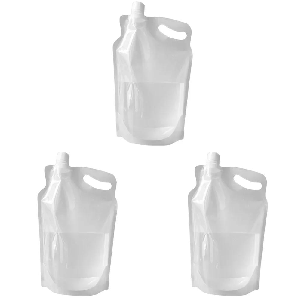 5-1PC 2L Portable Foldable Drinking Water Bag Small Mouth Handle No Leakage Water Container Pouch for Camping Hiking Cycling