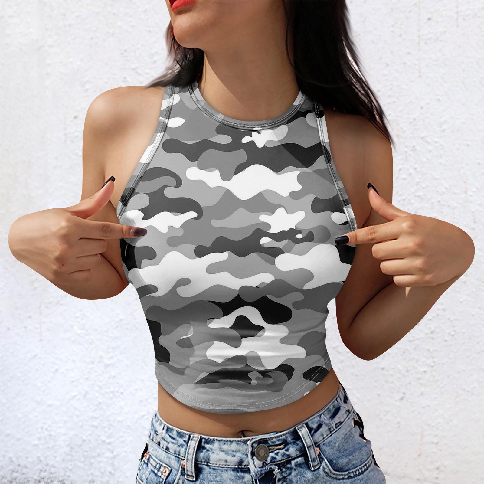 

Жіноча модна безрукавка без рукавів із камуфляжним принтом S