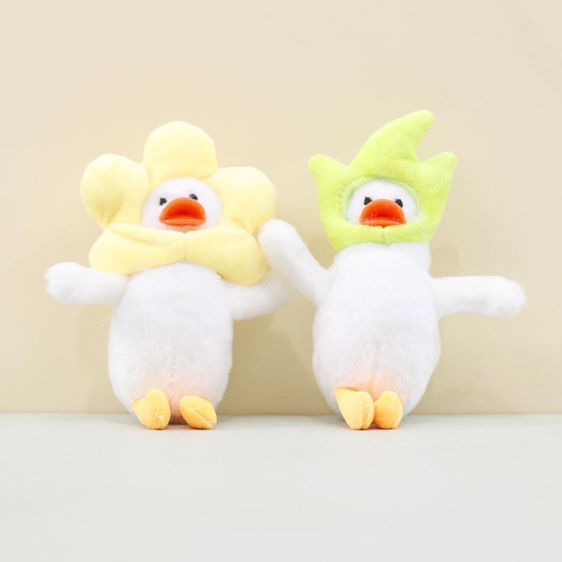 Adorable Shaking Sound Sunflower Duck Plush Keychain Soft Yellow Toy