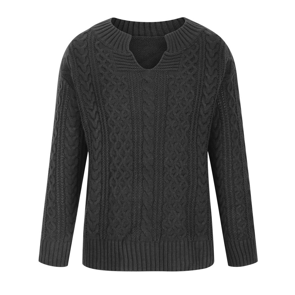 Women's Fashion Casual Solid Color  Sweater Long Sleeve Pullover Sweater Top