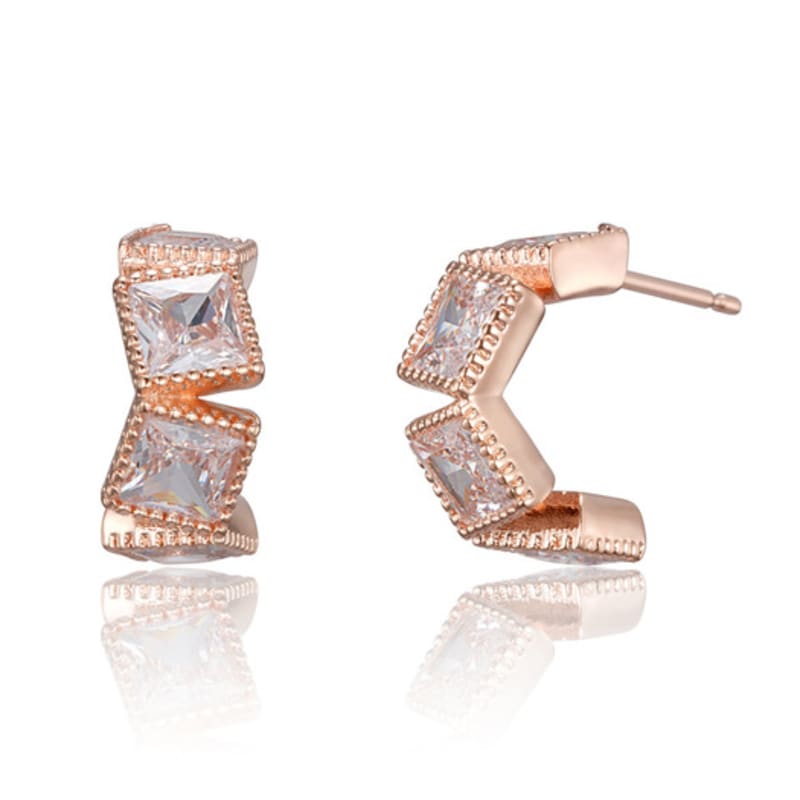 ELLE Jewelry 14K GF Square Carved Two-Pin Earrings ELGPEE543