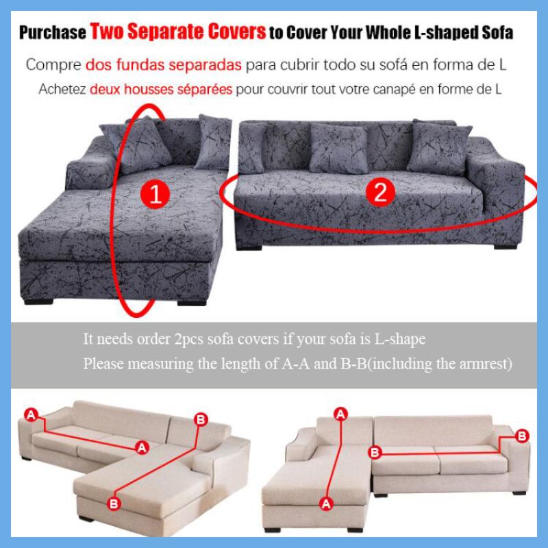 Geometric Plant Print Leisure Sofa Cover L Shape 1/2/3/4 Seat Small Sofa Sofa Cushion Kids Sofa Armchair Straight Sofa Cover