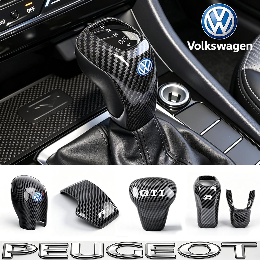 Car Carbon Fiber Gear Shift Knob Cover Scratch-Resistant Protective Case Accessories For VW Golf T‑Roc Tiguan Polo Passat MK7 6OJ7