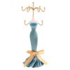 Elegant Jewelry Stand For Women Blue Mannequin Princess Dress Necklace Earring Stand Holder With Gold Accent