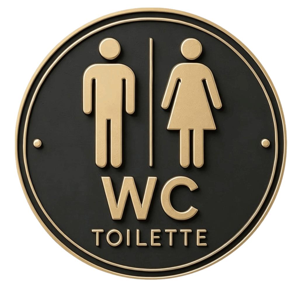 Wall Decoration German Toilet Sign Door Hanging Toilet Decoration Modern Toilet Sign  Restaurant 20cm Black