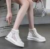 Moda 4.5CM Zapatos de Malla de Aire de Verano para Mujer Zapatos Mules Encaje de Diamantes Bling Plataforma Cuña Plataforma Cuña de Microfibra Sandalias de Deslizamiento Huecas
