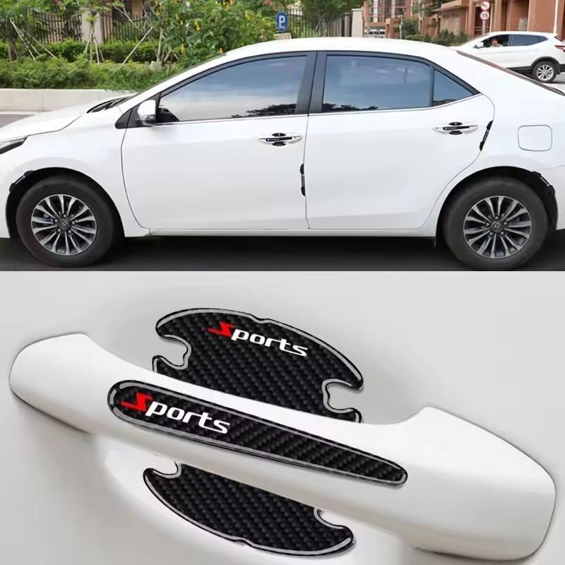 8PCS Carbon Fiber Pattern Car Door Bowl Protective Stickers Door Handle Anti-Scratch Stickers Drop Glue Anti-Collision Strips Pa