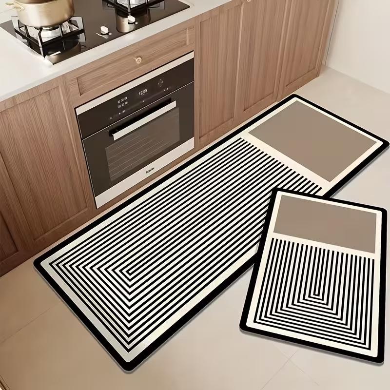 Nordic Style Diatomaceous Earth Floor Mat Set: Dirt-Resistant, Easy to Clean, Two-Piece Long Strip for Kitchen and Entrance.