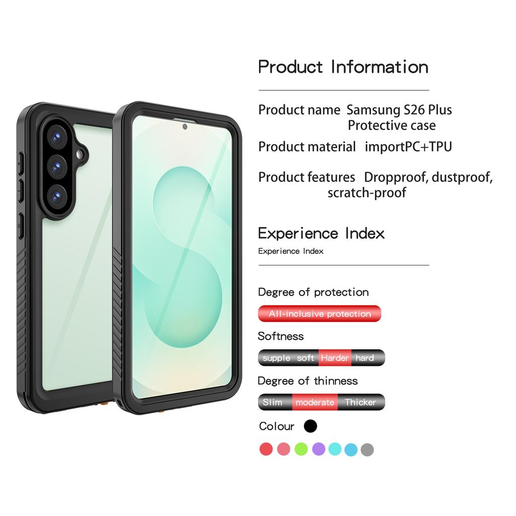 IP68 Waterproof Phone Case for Samsung Galaxy S26 Plus Ultra, Shockproof, Dustproof, Suitable for Swimming and Diving