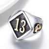Punk Style Non-mainstream Super Cool Cast Skull Boys Ring Gold Number 13