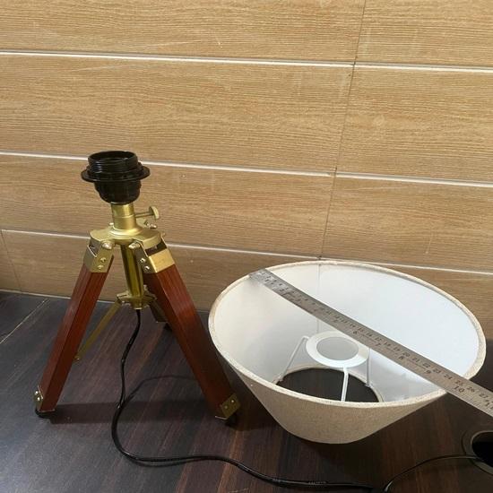 Wooden Tripod Lamp with Jute Shade Unique Table Lamp for Bedroom Office Decor Perfect