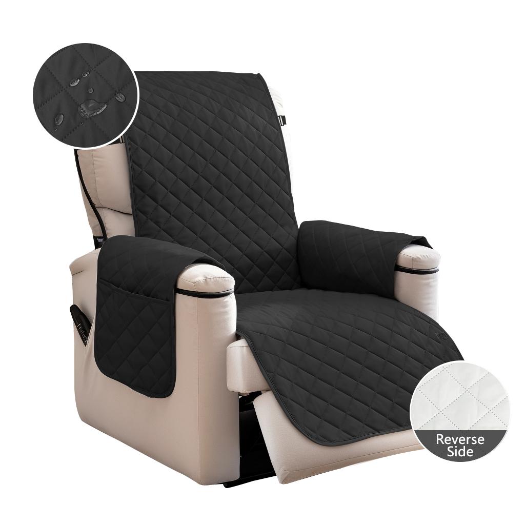 

100% Waterproof Recliner Chair Covers Recliner Cover Non-Slip Dog Chair Cover Washable Slipcover with Pocket Elastic Straps чорний