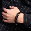 Chrome Crane Men's Bracelet with Natural Stones and Leather, Stylish Jewelry Accessory, WB117 (03.Gray)