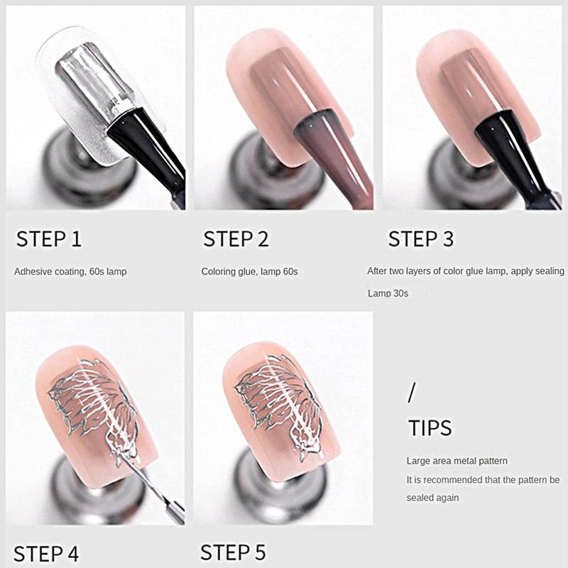 French Mirror Metallic Nail Polish, Japanese Gold and Silver Lining, Thread Drawing, and Edge Binding Gel Polish.