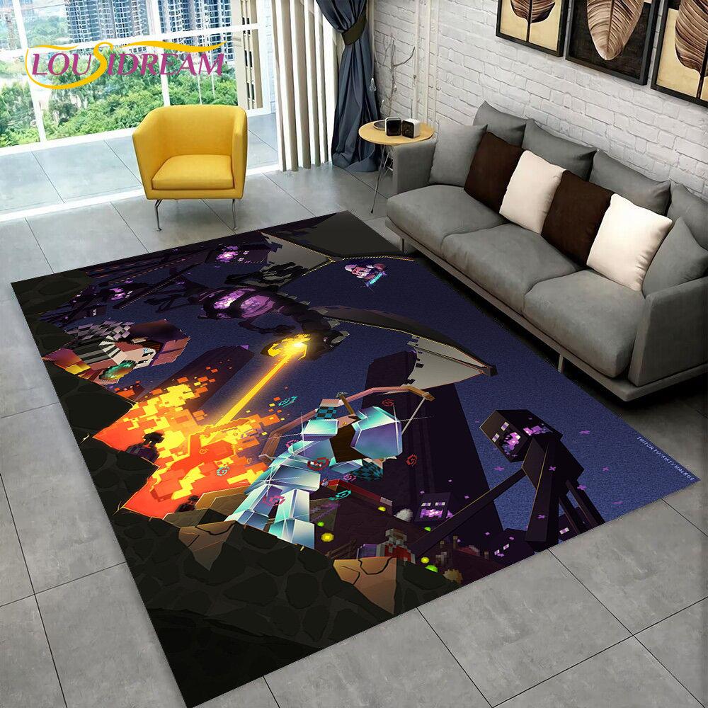 3D MC Sandbox Games Gamer Cartoon Area Rug,Carpet Rug for Living Room Bedroom Sofa Doormat Decoration,kids Non-slip Floor Mat