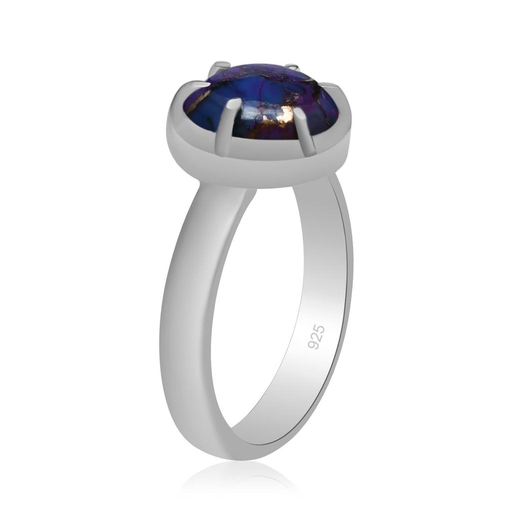 10X10 Mm Natural Purple Copper Turquoise Gemstone 925 Sterling Silver Prong Set Ring Woman & Girls