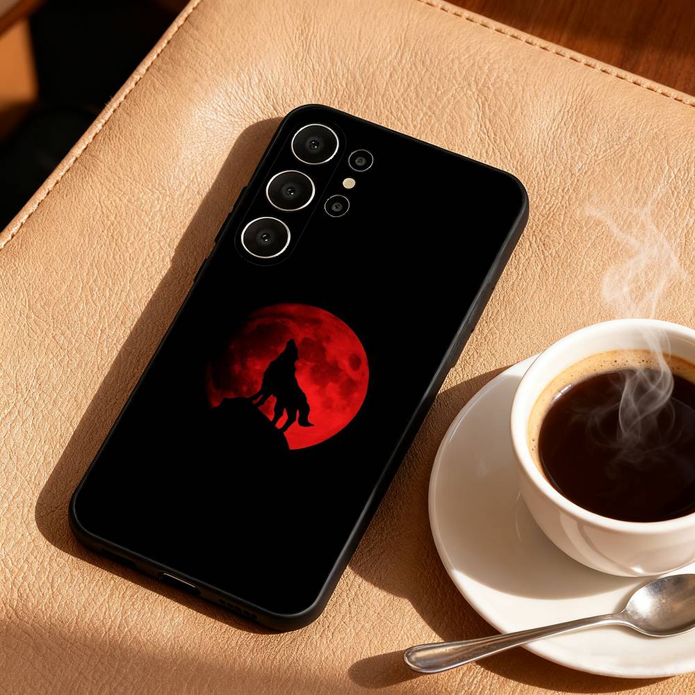 1pc Wolf Phone Case For Samsung S26,S25,24,23,22,30,21,10,9,Ultra,Plus,Lite,FE Soft Black Case