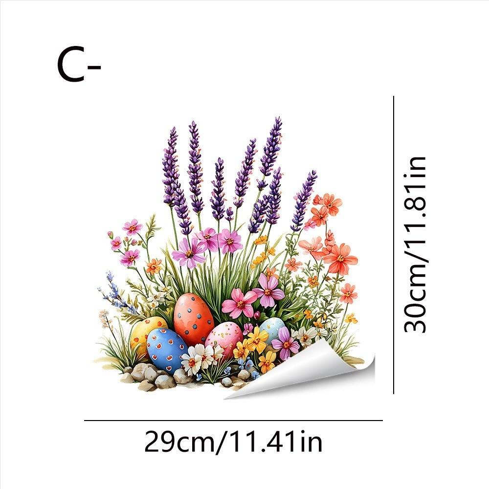 

New Easter Flower Rabbit Sticker Self-Adhesive Waterproof Wall Stickers Removable PVC Festival Party Sticker Wall Decoration