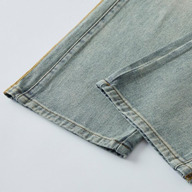 Pantalones Casuales Rectos Sueltos Retro con Aspecto Desgastado de Estilo Americano para Hombre de Primavera y Otoño