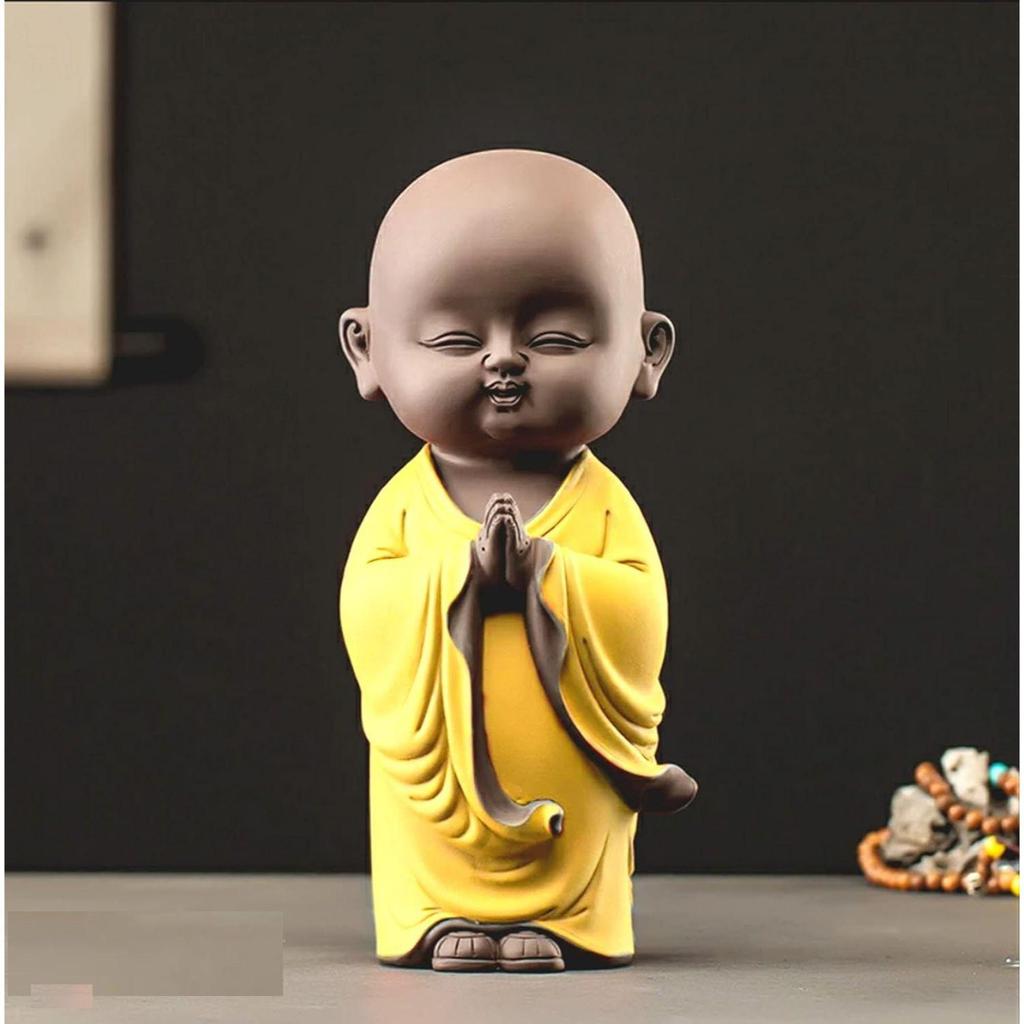 Namaste Buddha Monk Statue For Home Decor 25 Cm Showpiece Small Cute Laughing Budha Idol For Living Room