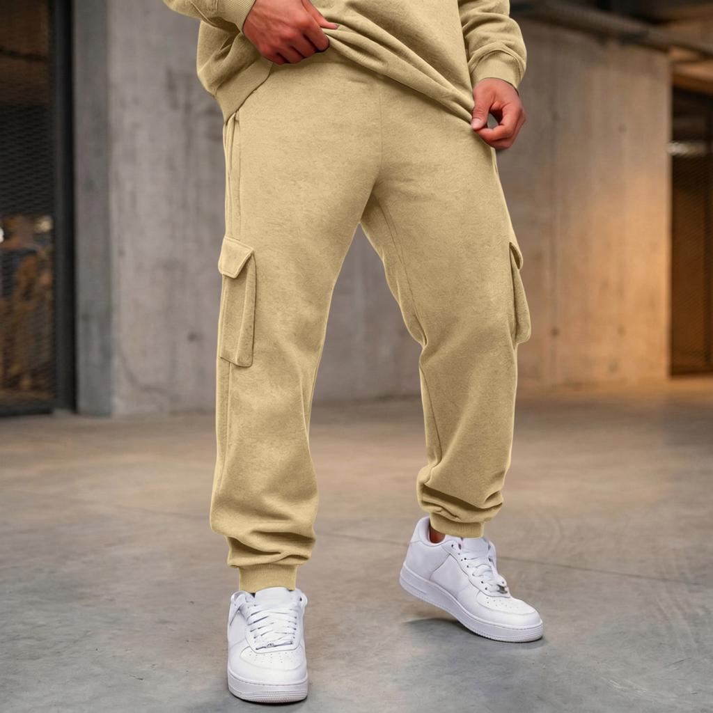 Herren Cargojogginghose mit 4 Taschen, Elastischer Bund mit Kordelzug, Lockere Passform, Verjüngtes Bein, Lässige Arbeitshose