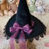 Halloween Witch Wizard Hat Cosplay Party Wide Brim Pointed Hat Carnival Stage Performance Costume Photo Props