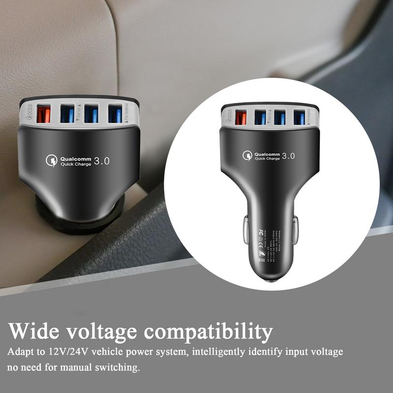Fast Charging 4 Ports USB Car Charger Consumer USB Car Charger Adapter Electronics for Camping Truck Vehicle Family Trips
