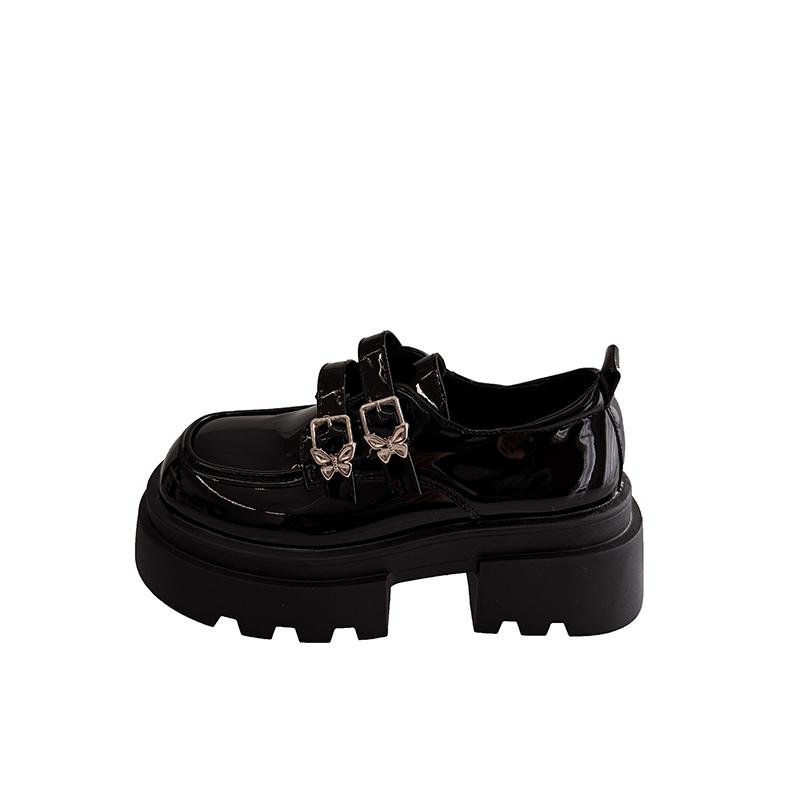 

Женские туфли на квадратном каблуке 2025 Осень Новые с круглым толстым дном, ремешком и пряжкой, противоскользящие, износостойкие, низкие 39