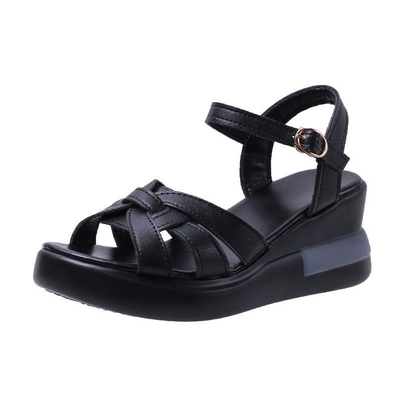 Fashion Clogs With Heel Comfort Shoes for Women High Sandals Female Increasing Height Muffins shoe 2024 Summer Thick High-heeled Flat Be