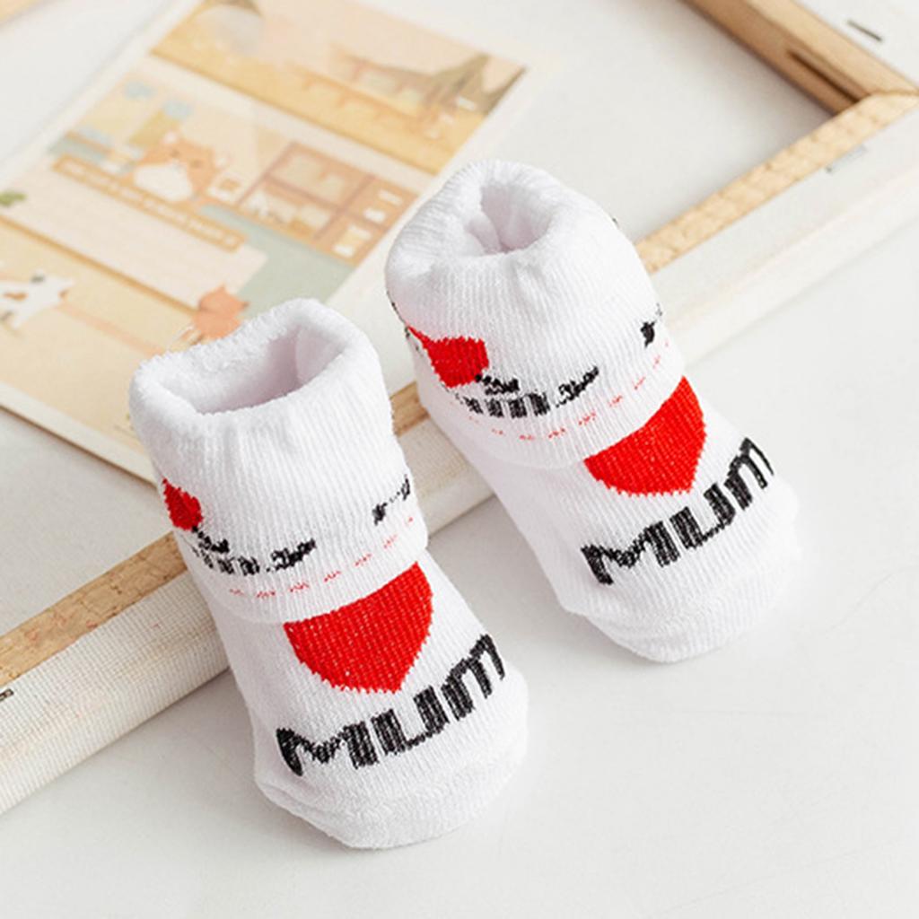 Söta baby bomullsstrumpor Vita Jag älskar mamma/pappa 0-6 månader Nyfödda spädbarn Pojkar Flickor