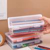 Multi-functional Pen Case Transparent Plastic Pencil Boxes Portable Mount Storage Pen Box Crayon Organizer Bag School Stationery