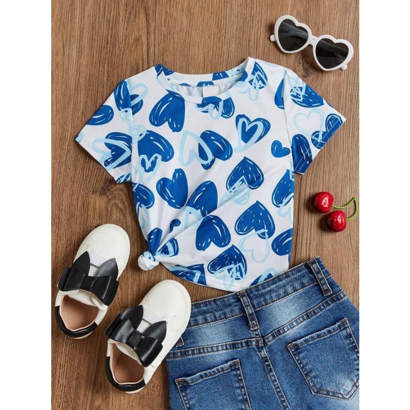 Abbigliamento Bambina Estate T-shirt con Stampa 3D Grafica Gatto Kawaii Vestiti per Bambine Esterni Manica Corta Casual Top per Bambine