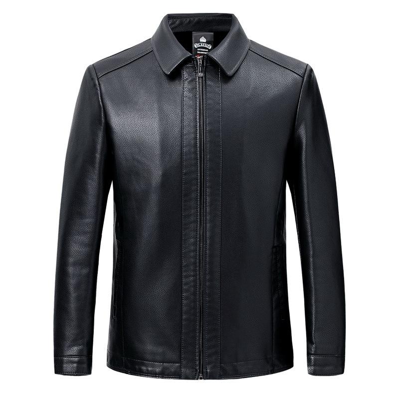 Jaqueta de couro genuíno nova primavera e outono masculina lapela meia-idade negócios casual pele de carneiro casaco de couro genuíno