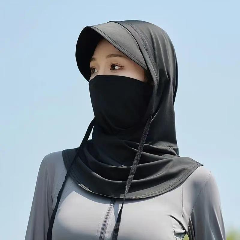 Ice Silk UV Protection Full Face Cover Hood Wide Brim Cooling Touch Breathable for Cycling Golf Outdoor Sports