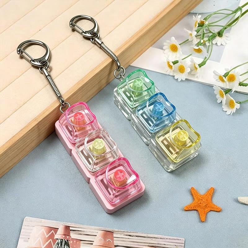 Keyboard Key Chain Diy Button Finger Keyboard Caps Transparent Stress Relief Toy Bag Pendant Toy Gift