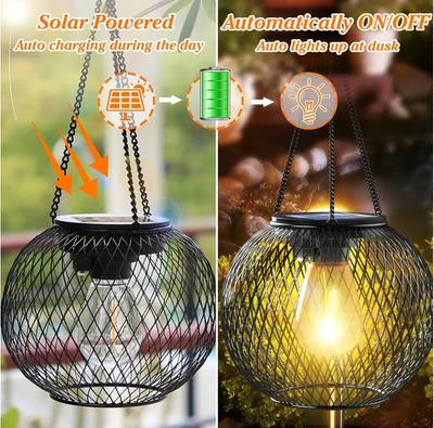 Lanternă solară în aer liber, Lumini solare îmbunătățite Ortiny pentru exterior Lumini decorative suspendate în aer liber Lampi solare rezistente la apă