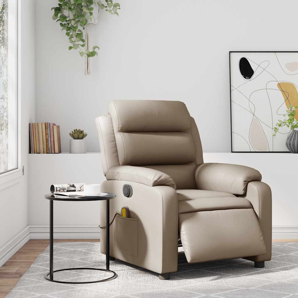 Electric Massage Recliner Cappuccino Brown Faux Leather
