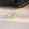 Light Luxury Natural Peridot Butterfly Ring Women's S925 Sterling Silver Niche ins Wind Court Wind Adjustable Living Ring