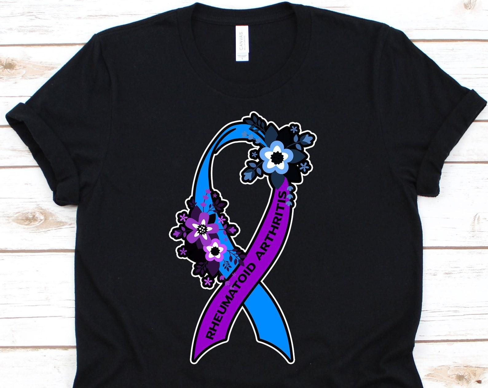 Rheumatoid Arthritis Ribbon Shirt, Awareness Gift For Rheumatoid Arthritis Warrior Fighter Survivor, Arthritis Ribbon Supporter Tshirt S