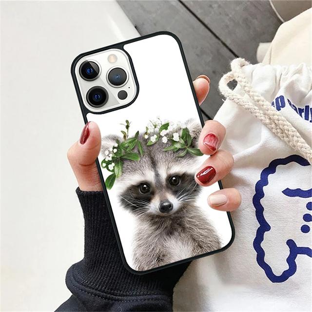 

Raccoon Fox Animal Flower Coque Shell For iPhone 17 Air 15 16 14 13 12 Pro Max 11 Pro Max Plus Phone Case Cover iPhone 17Air