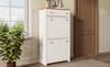 Modern Shoe Cabinet with Drawer, 2 Flaps, Adjustable Shelves and Metal Handles, White/Wood Look, for Hallway & Entryway, 50 x 24 x 95 cm