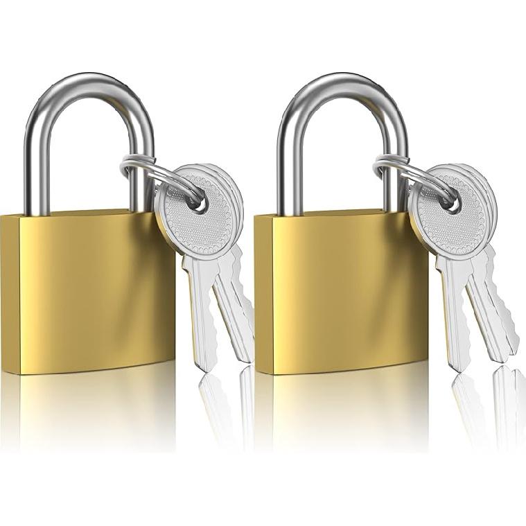 2 Pcs Small Keyed Padlocks, Locker Lock, Locks with Keys 32mm, Gold, Compact, Hardened Alloy, Securing Luggage, Gym Lockers 2 PCS 32mm Yellow