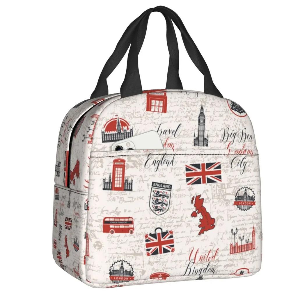 Lunchbox für Damen mit britischer Flagge und britischem Symbol, wasserdicht, Thermo-Kühltasche für Lebensmittel, isoliert, für die Schule, Picknick-Tragetaschen